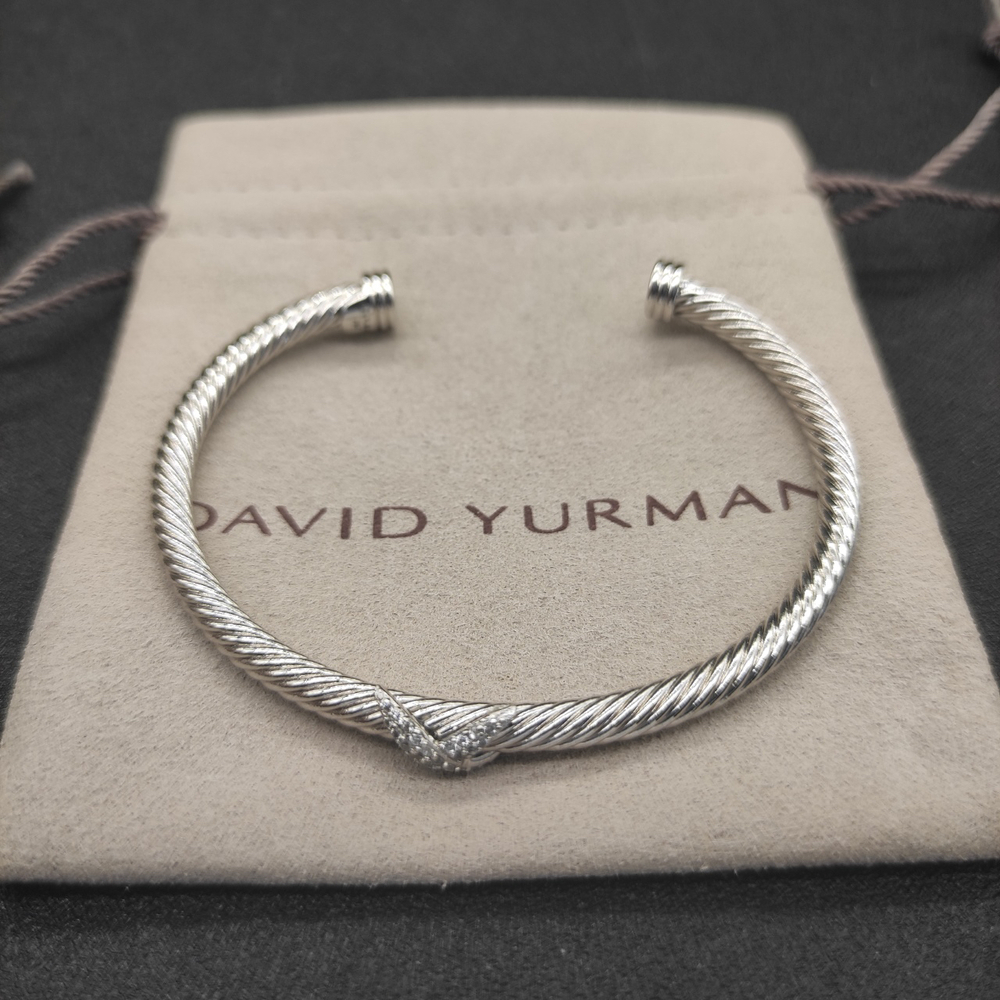 David Yurman 4mm full diamond single X bracelet